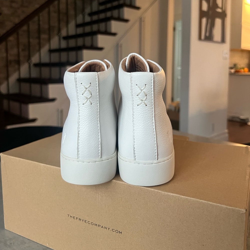 Frye Lena Zip High Top Leather Womens Sneaker in White Size 8.5M - Picture 4 of 9